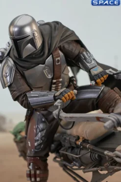 Din Djarin & Grogu on Speeder Bike Premier Collection Statue