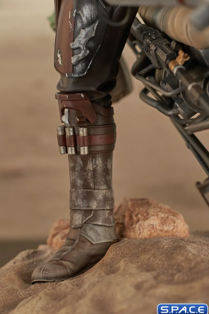 Din Djarin & Grogu on Speeder Bike Premier Collection Statue