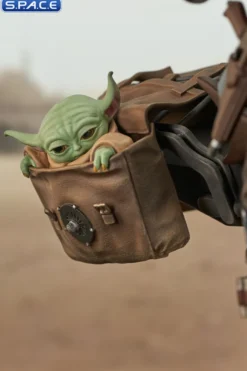 Din Djarin & Grogu on Speeder Bike Premier Collection Statue