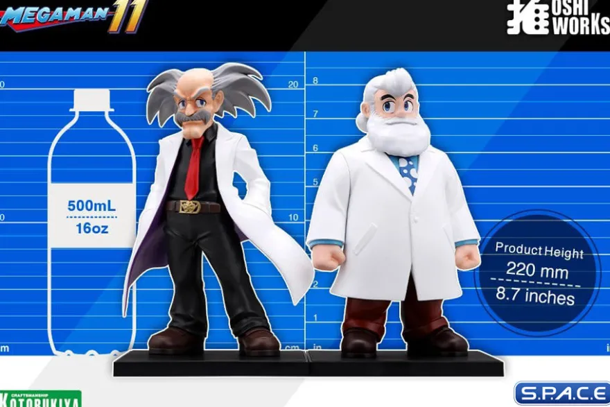 Dr. Wily & Dr. Light Oshi Works PVC Statue Set