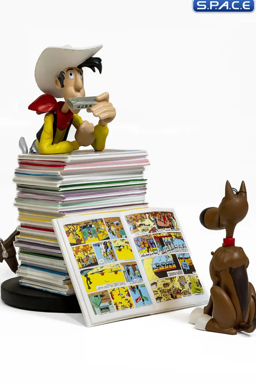 Lucky Luke & Rantanplan Pile of Comics Statue