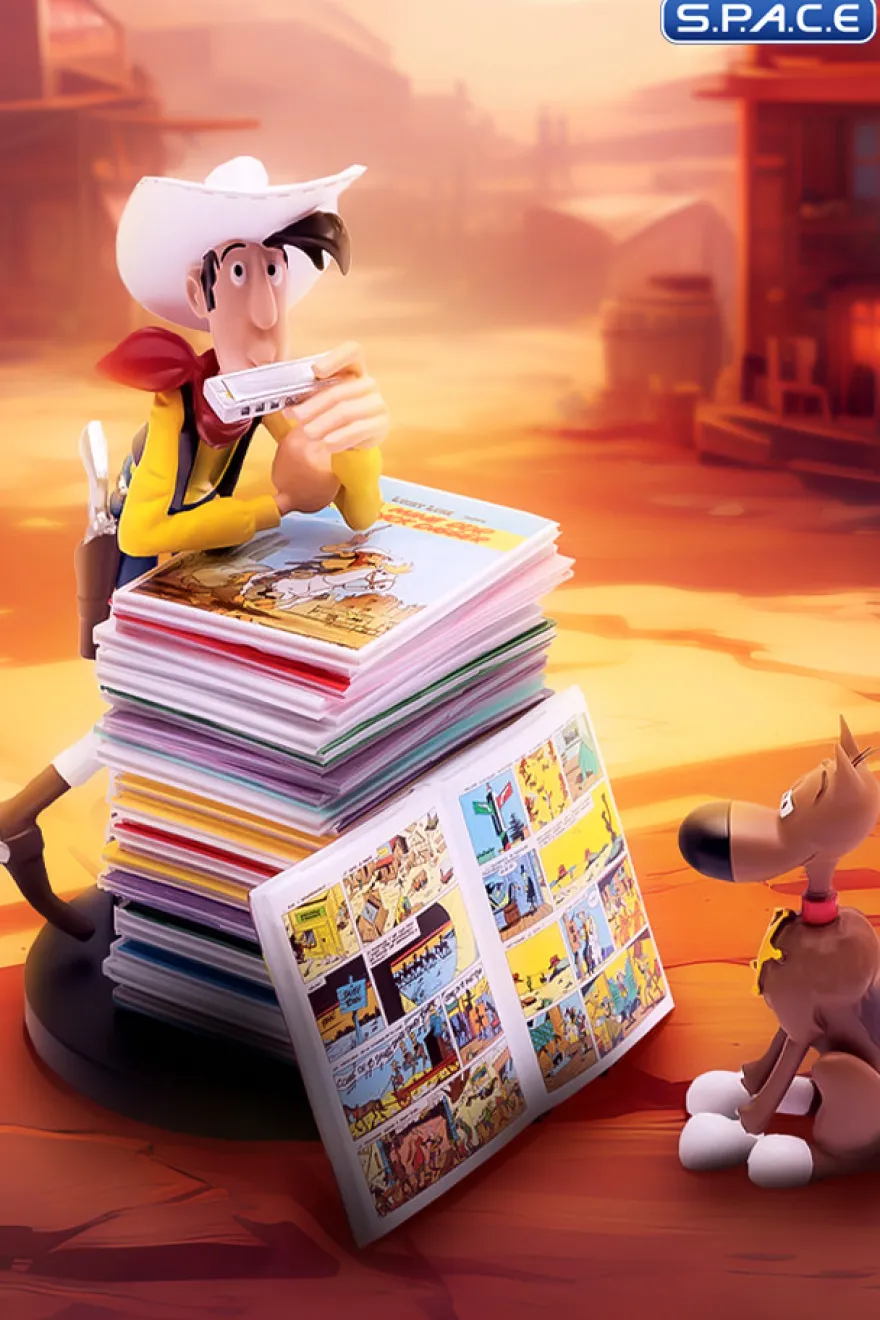 Lucky Luke & Rantanplan Pile of Comics Statue