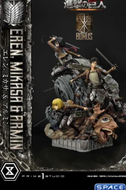 1/4 Scale Eren, Mikasa & Armin Deluxe Ultimate Premium Masterline Statue