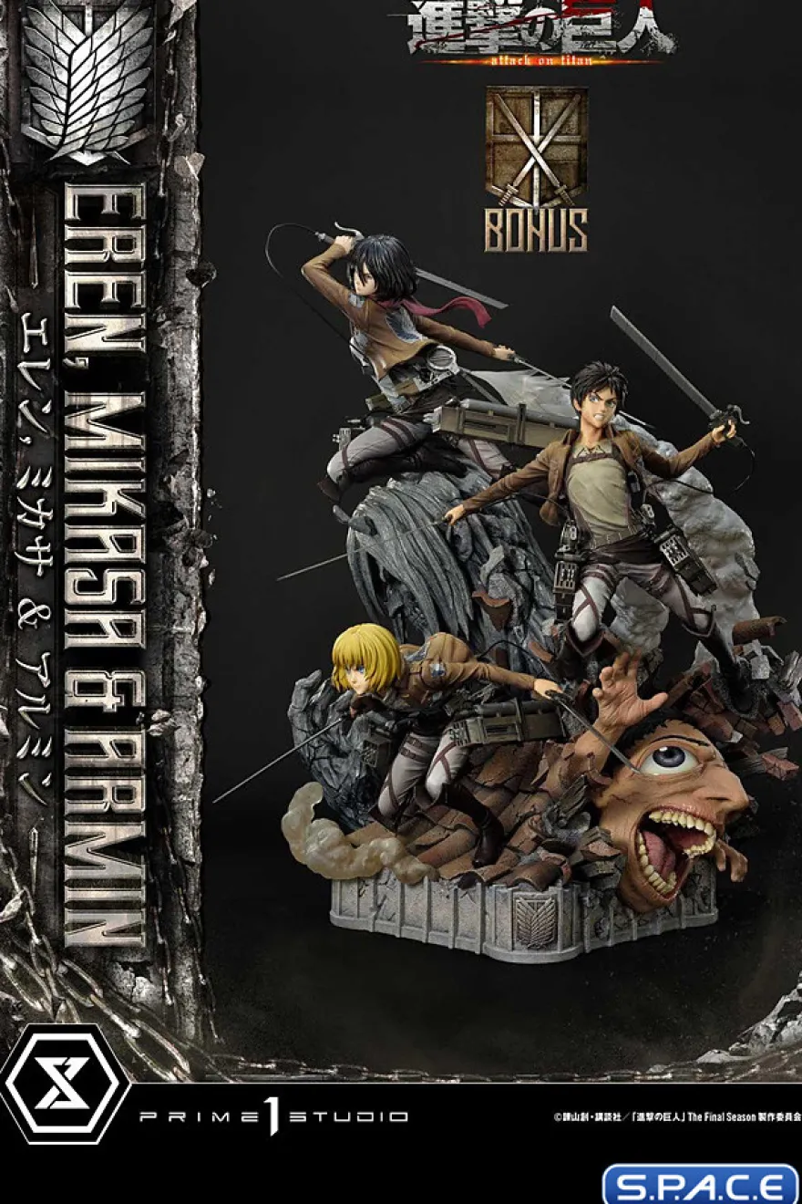 1/4 Scale Eren, Mikasa & Armin Deluxe Ultimate Premium Masterline Statue
