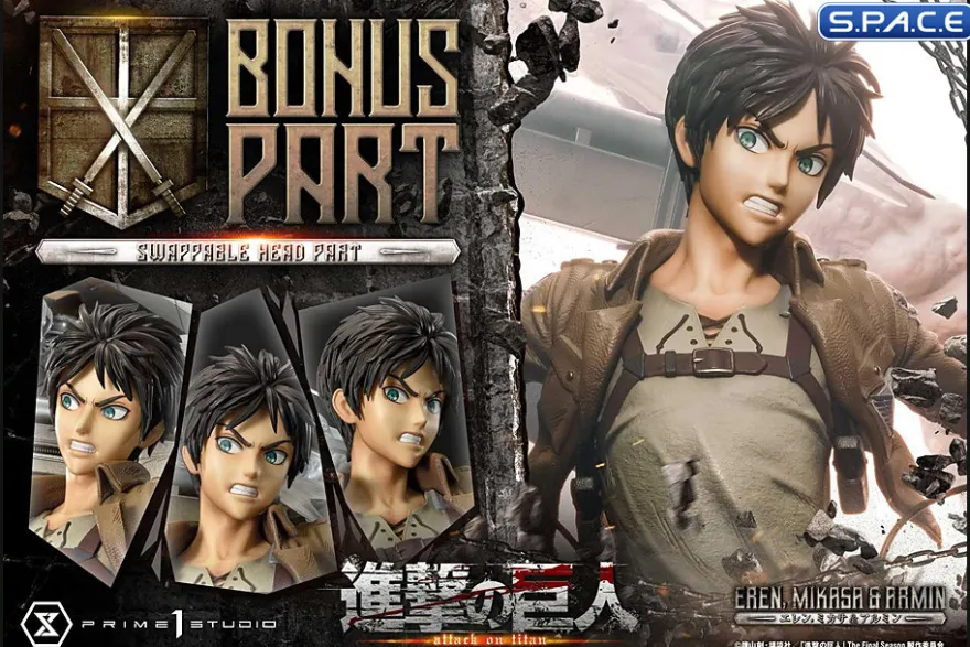 1/4 Scale Eren, Mikasa & Armin Deluxe Ultimate Premium Masterline Statue