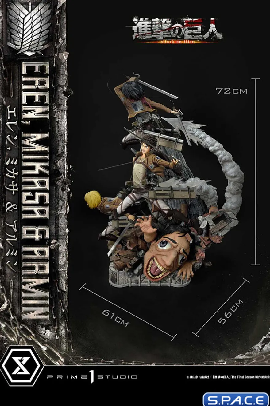 1/4 Scale Eren, Mikasa & Armin Deluxe Ultimate Premium Masterline Statue