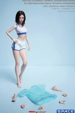 1/6 Scale female super-flexible seamless pale Body with small breast and head sculpt