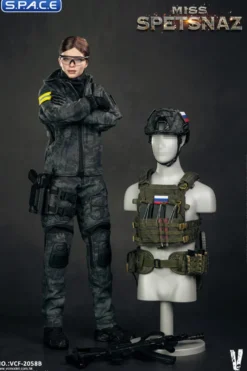 1/6 Scale Miss Spetsnaz with green Vest - MCB Camouflage Russian Combat Women Soldier