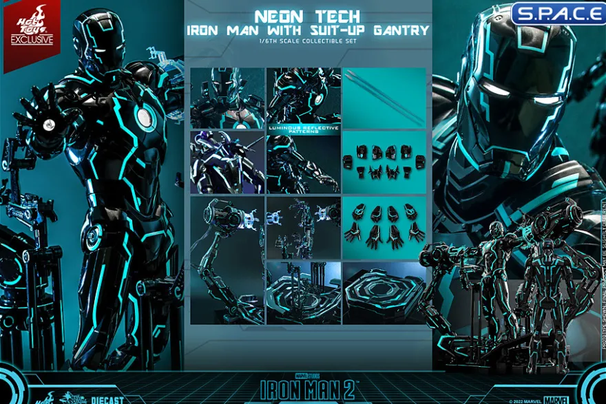 1/6 Scale Neon Tech Iron Man with Suit-Up Gantry Movie Masterpiece MMS672D50 (Iron Man 2)