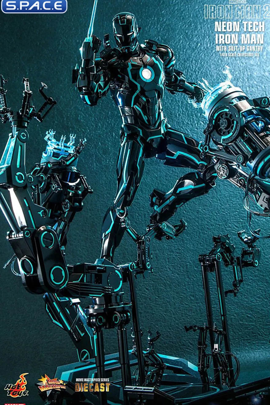 1/6 Scale Neon Tech Iron Man with Suit-Up Gantry Movie Masterpiece MMS672D50 (Iron Man 2)