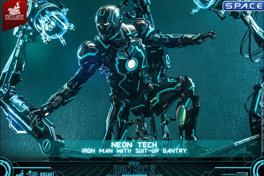 1/6 Scale Neon Tech Iron Man with Suit-Up Gantry Movie Masterpiece MMS672D50 (Iron Man 2)