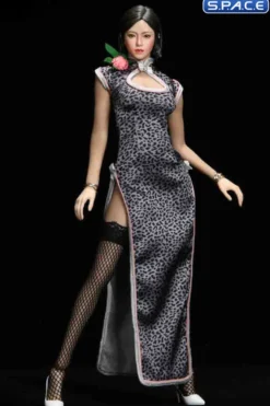 1/6 Scale Pomelo Head Sculpt with Leopard Cheongsam Dress Character Set