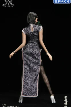 1/6 Scale Pomelo Head Sculpt with Leopard Cheongsam Dress Character Set