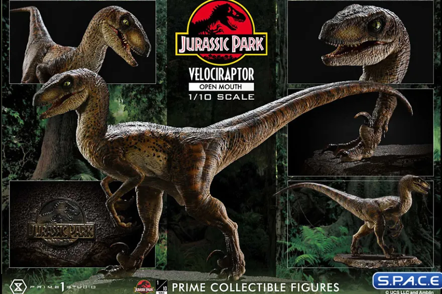1/10 Scale Velociraptor Prime Collectible Figures Statue - open Mouth Version