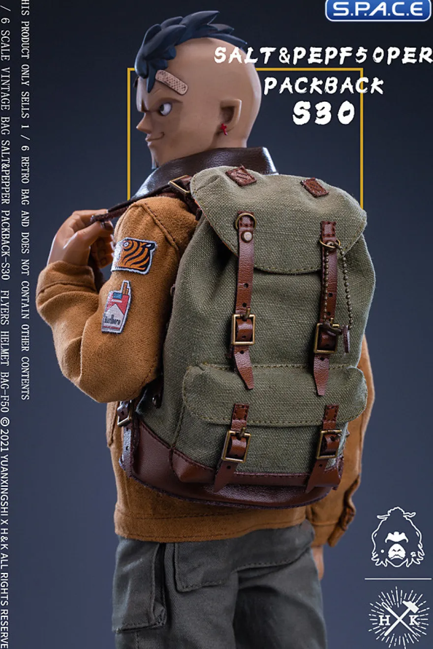 1/6 Scale Vintage Bag Salt & Pepper Backpack S30