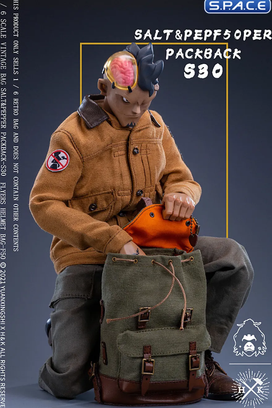 1/6 Scale Vintage Bag Salt & Pepper Backpack S30