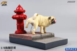 1/6 Scale white Pug leg lift including hydrant base