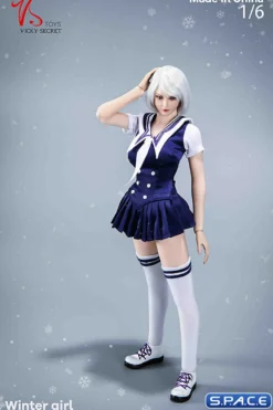 1/6 Scale Winter School Girl Character Set with white Coat