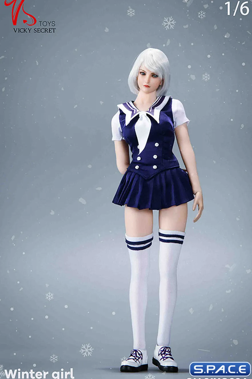 1/6 Scale Winter School Girl Character Set with white Coat