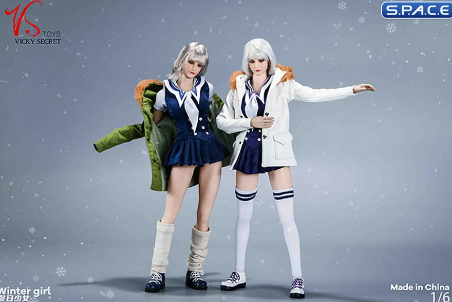1/6 Scale Winter School Girl Character Set with white Coat