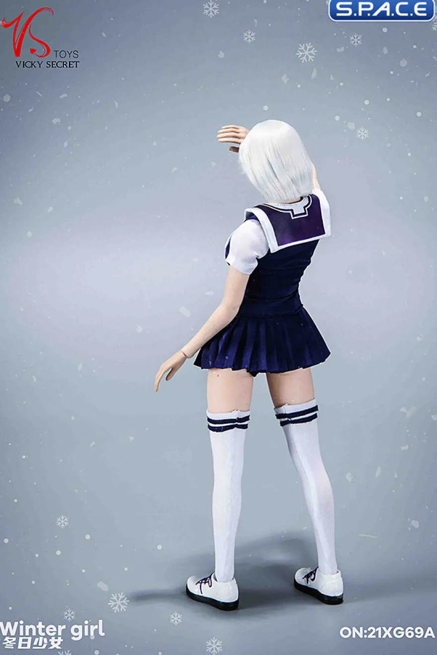 1/6 Scale Winter School Girl Character Set with white Coat