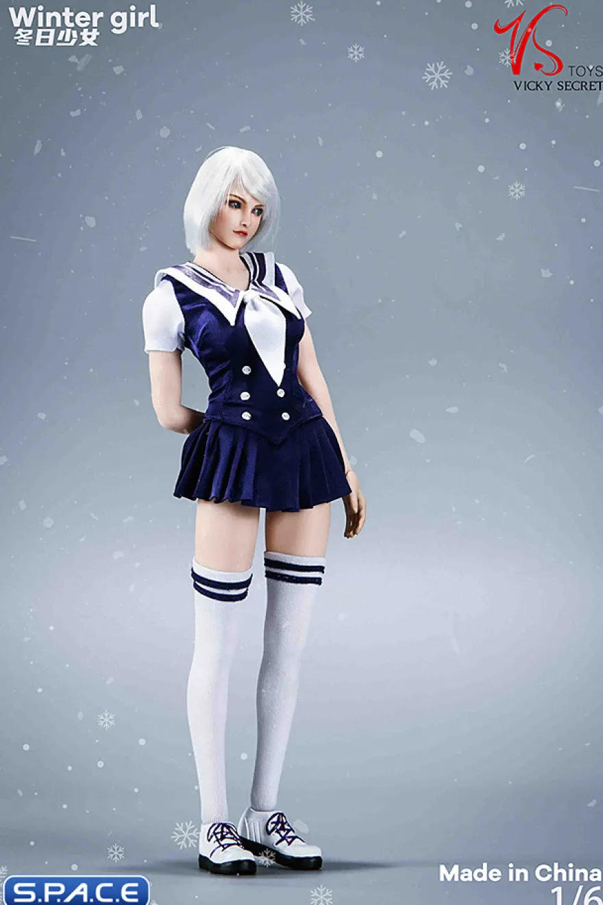 1/6 Scale Winter School Girl Character Set with white Coat