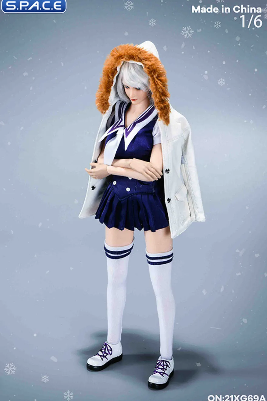 1/6 Scale Winter School Girl Character Set with white Coat
