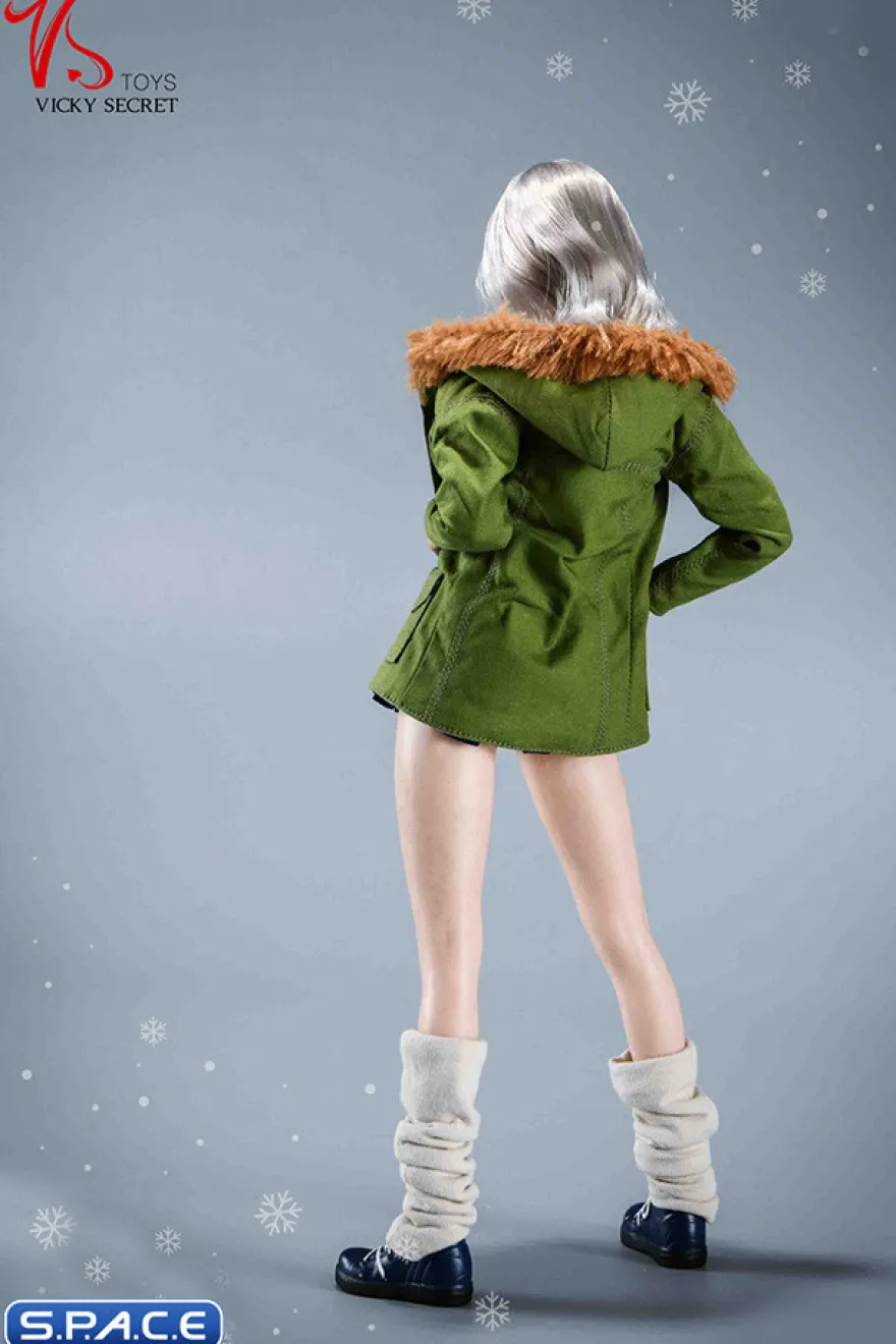 1/6 Scale Winter School Girl Character Set with green Coat